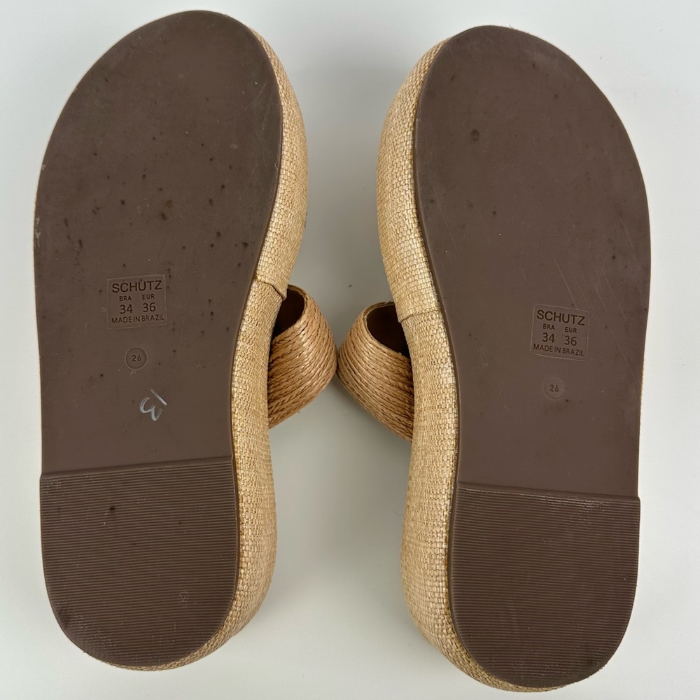 SCHUTZ Raffia Platform Slide Sandals - Picture 8 of 9